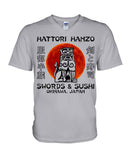 Hattori Hanzo Swords & Sushi T-Shirt - Guys V-Neck - Basketweave Tote Bag