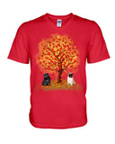 Pug Under Autumn Tree Tote Bag - Guys V-Neck - Unisex Long Sleeve