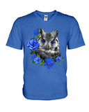 Cute  Owl With Blue Roses Classic Tee - Guys V-Neck - Basketweave Tote Bag