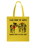 Cows Make Me Happy Tote Bag - Guys Tee - Basketweave Tote Bag