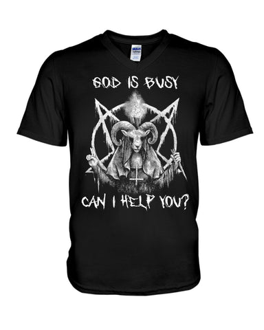 God Is Busy, Can I Help You Limited Classic T- Shirt - Guys V-Neck - Basketweave Tote Bag