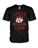 Lefse Rooling Team - Basketweave Tote Bag - Guys V-Neck