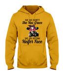 She Has Beauty, Grace, Resting And Heifer Face - Hoodie - Guys V-Neck