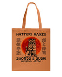 Hattori Hanzo Swords & Sushi T-Shirt - Guys V-Neck - Basketweave Tote Bag