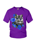 Cute  Owl With Blue Roses Classic Tee - Ladies Flowy Tank - Youth Tee