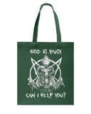 God Is Busy, Can I Help You Limited Classic T- Shirt - Guys V-Neck - Basketweave Tote Bag