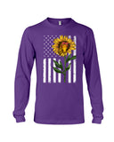 Black America Flag Sunflower Tote Bag - Guys V-Neck - Unisex Long Sleeve