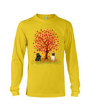 Pug Under Autumn Tree Tote Bag - Guys V-Neck - Unisex Long Sleeve