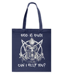 God Is Busy, Can I Help You Limited Classic T- Shirt - Guys V-Neck - Basketweave Tote Bag