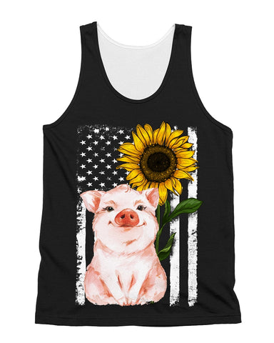 American Flag Sunflower Pig Limited Classic T-Shirt - Unisex Tank Top