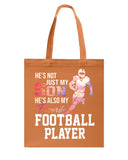 My Son Is Also My Favorite Football Player T-Shirt - Guys V-Neck - Basketweave Tote Bag
