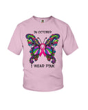 In October I Wear Pink Tote Bag - Youth Tee - Ladies Tee