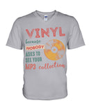 Vinyl Nobody Asks To See Your Mp3 Collection T-Shirt - Guys V-Neck - Basketweave Tote Bag
