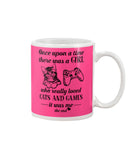 A Girl Who Really Loved Cats And Games - Basketweave Tote Bag - Mug