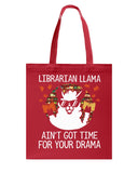 Librarian Llama Ain't Got Time For Your Grandma Tote Bag - Guys Tee - Basketweave Tote Bag