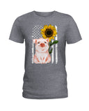 American Flag Sunflower Pig Limited Classic T-Shirt - Hoodie - Ladies Tee