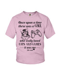 A Girl Who Really Loved Cats And Games - Youth Tee - Ladies Tee