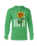 Black America Flag Sunflower Tote Bag - Guys V-Neck - Unisex Long Sleeve