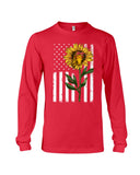 Black America Flag Sunflower Tote Bag - Guys V-Neck - Unisex Long Sleeve