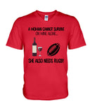 A Woman Needs Wine And Rugby Limited Classic T-Shirt - Guys V-Neck - Mug