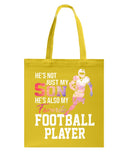 My Son Is Also My Favorite Football Player T-Shirt - Guys V-Neck - Basketweave Tote Bag