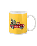 Christmas Cat And Red Car T-Shirt - Mug