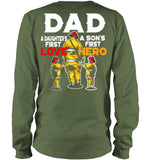 Dad - Daughter's First Love, Son's First Hero T-Shirt - Unisex Long Sleeve - Ladies Flowy Tank