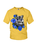 Cute  Owl With Blue Roses Classic Tee - Ladies Flowy Tank - Youth Tee