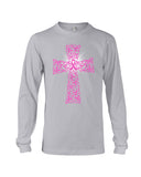 Breast Cancer Cross T-Shirt - Unisex Long Sleeve - Basketweave Tote Bag