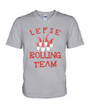 Lefse Rooling Team - Basketweave Tote Bag - Guys V-Neck