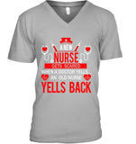 A New Nurse Get Scared, An Old Nurse Yells Back T-Shirt - Guys V-Neck - Unisex Long Sleeve