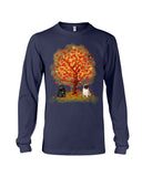 Pug Under Autumn Tree Tote Bag - Guys V-Neck - Unisex Long Sleeve