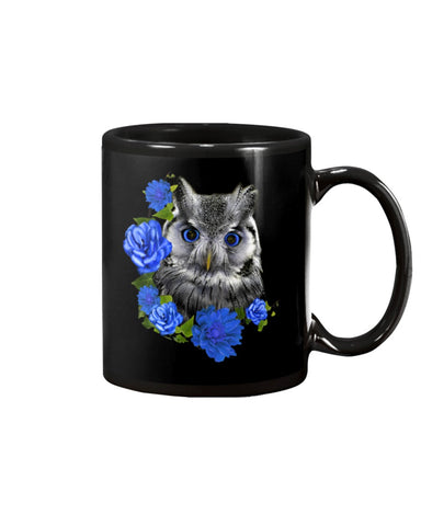 Cute  Owl With Blue Roses Classic Tee - Mug