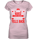 A New Nurse Get Scared, An Old Nurse Yells Back T-Shirt - Guys Tee - Ladies V-Neck