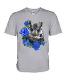 Cute  Owl With Blue Roses Classic Tee - Guys V-Neck - Basketweave Tote Bag