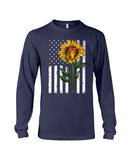 Black America Flag Sunflower Tote Bag - Guys V-Neck - Unisex Long Sleeve