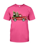 Christmas Cat And Red Car T-Shirt - Guys Tee - Sweatshirt