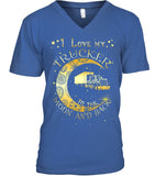 I Lover My Trucker Moon And Back T-Shirt - Guys V-Neck - Unisex Long Sleeve