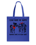 Cows Make Me Happy Tote Bag - Guys Tee - Basketweave Tote Bag