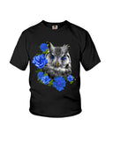 Cute  Owl With Blue Roses Classic Tee - Ladies Flowy Tank - Youth Tee