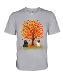 Pug Under Autumn Tree Tote Bag - Guys V-Neck - Unisex Long Sleeve
