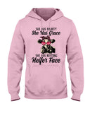 She Has Beauty, Grace, Resting And Heifer Face - Hoodie - Guys V-Neck