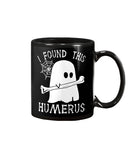 I Found This Humerus - Basketweave Tote Bag - Mug