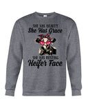 She Has Beauty, Grace, Resting And Heifer Face - Unisex Long Sleeve - Sweatshirt