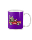 Christmas Cat And Red Car T-Shirt - Mug