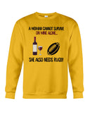 A Woman Needs Wine And Rugby Limited Classic T-Shirt - Sweatshirt - Unisex Tank Top