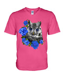 Cute  Owl With Blue Roses Classic Tee - Guys V-Neck - Basketweave Tote Bag