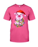 Christmas Lightning Pig T-Shirt - Guys Tee - Unisex Long Sleeve