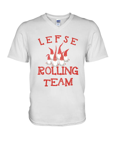 Lefse Rooling Team - Basketweave Tote Bag - Guys V-Neck