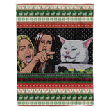 Woman Yelling At Cat Funny Meme Custom Blanket Fleece Blanket